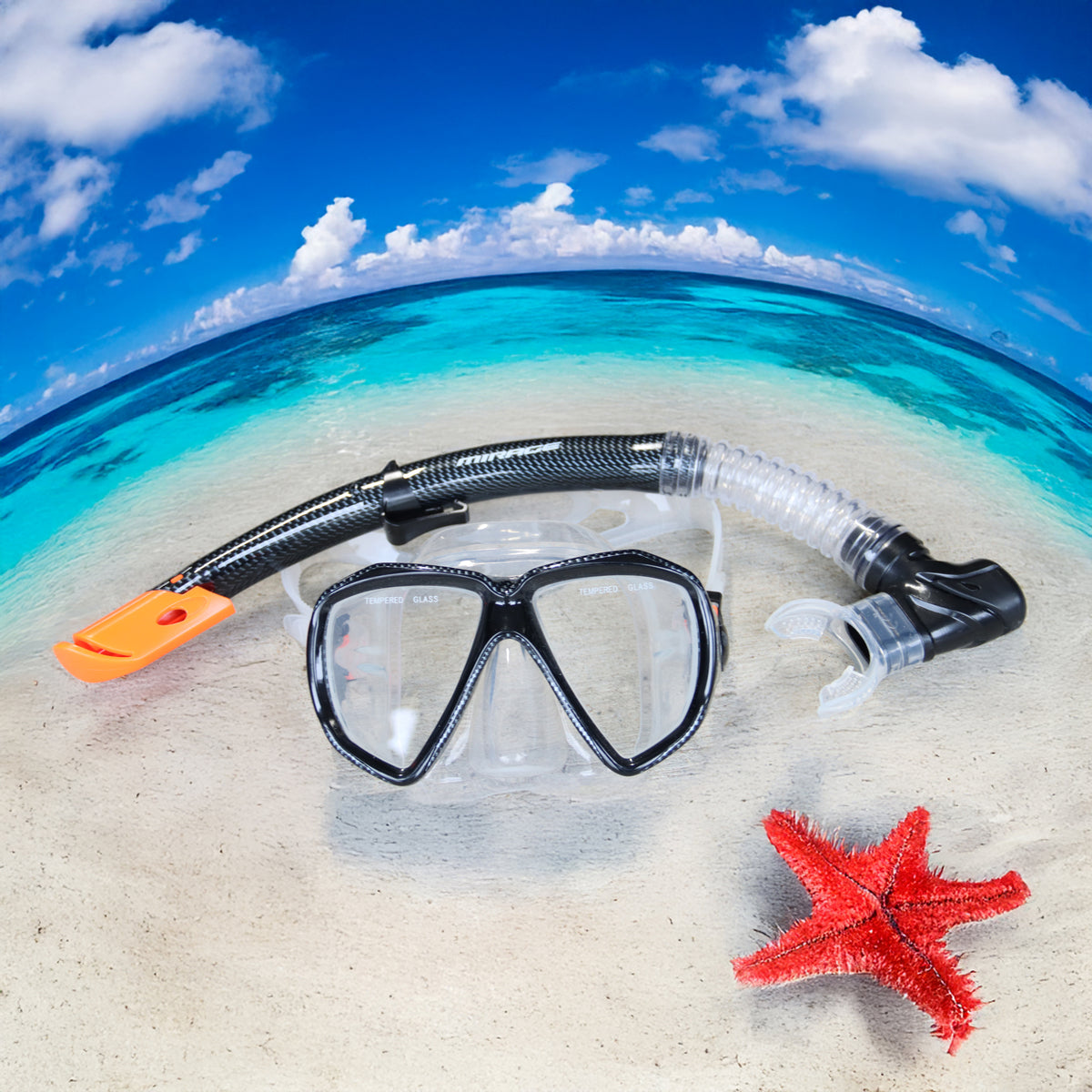 Carbon Silicone Mask and Snorkel Set Adult