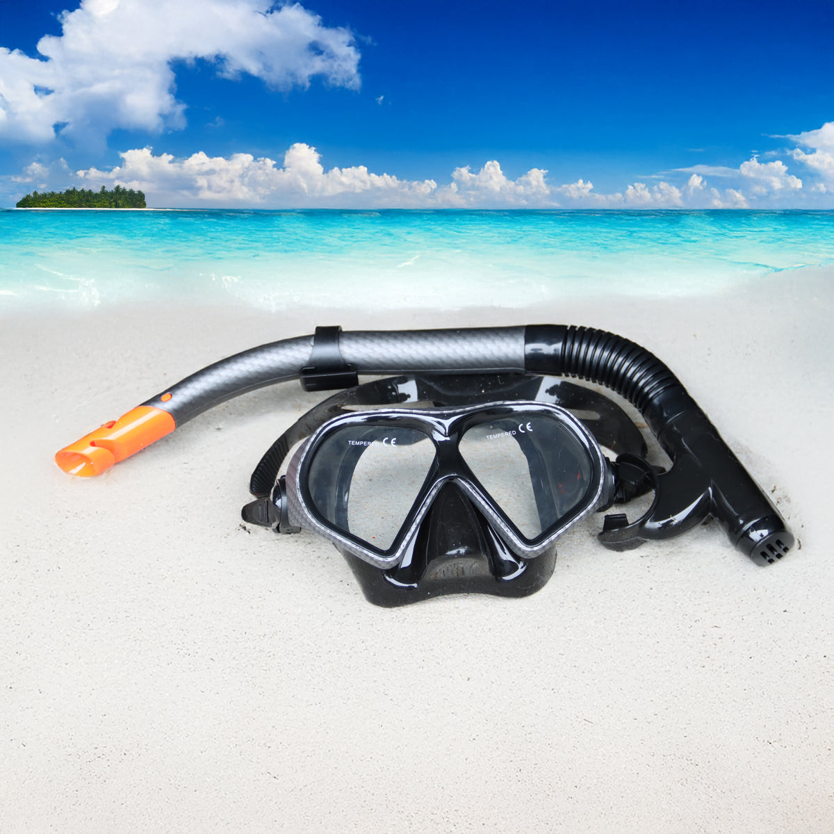 Carbon Silicone Mask and Snorkel Set Adult