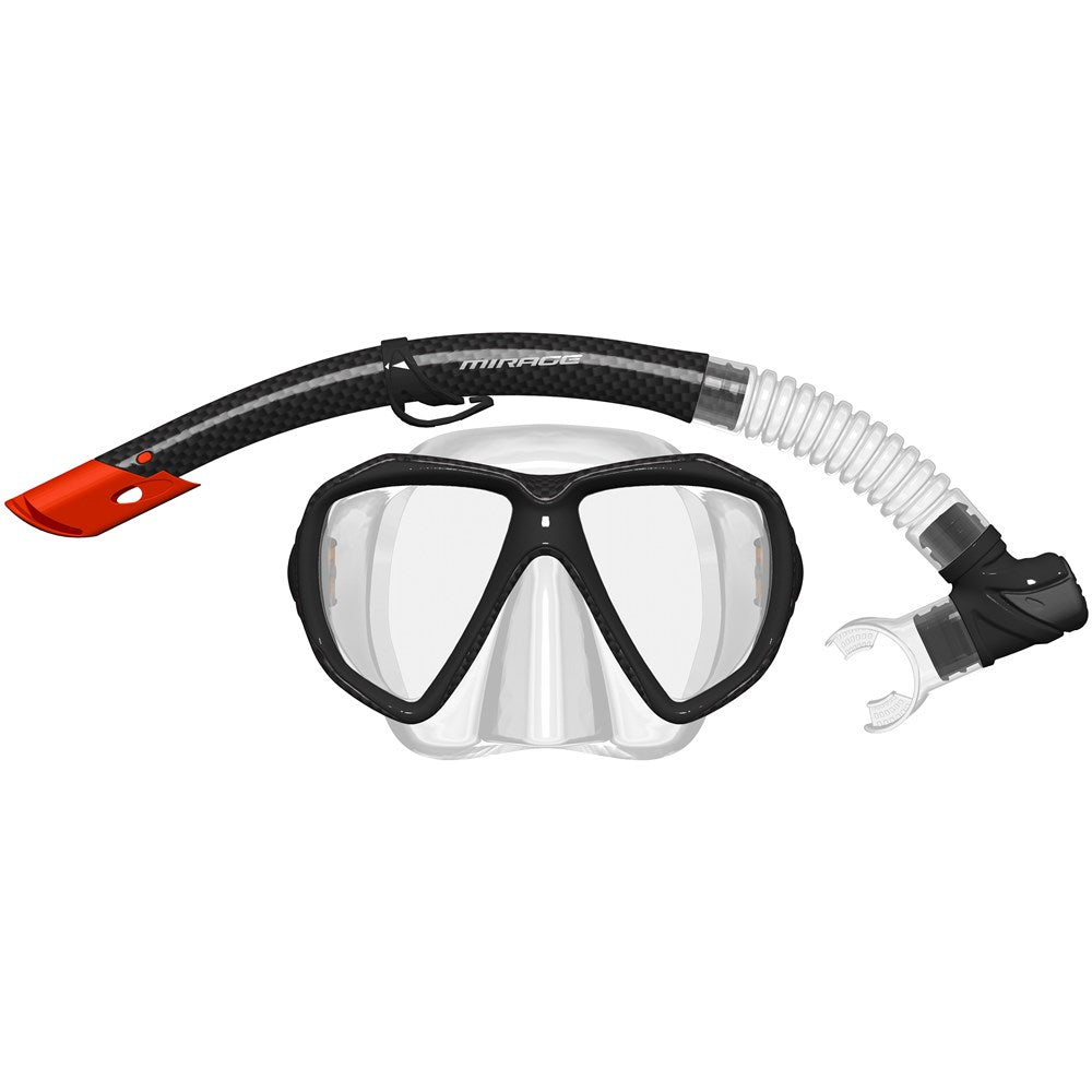 Carbon Silicone Mask and Snorkel Set Adult